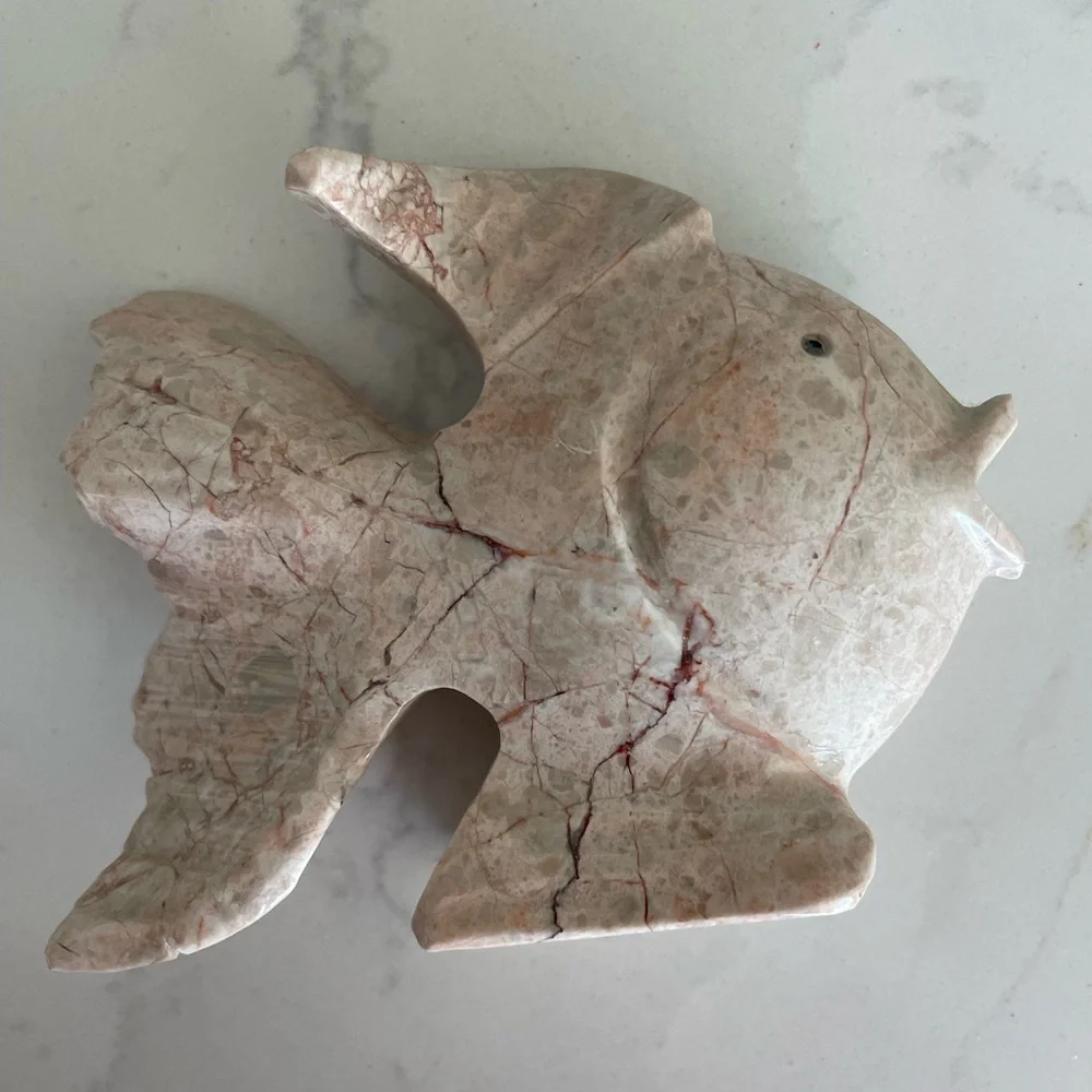 Vintage Stone Fish Figurine| Hand-carved marble style